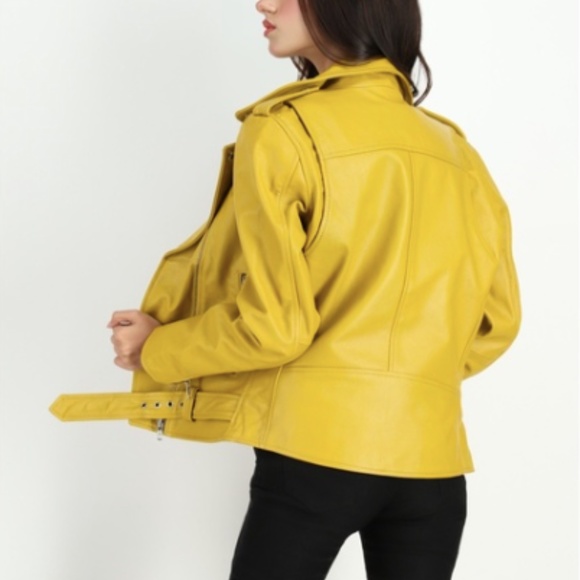 Women's Moto Genuine Cowhide Asymmetric Leather Jacket - S - Picture 5 of 8